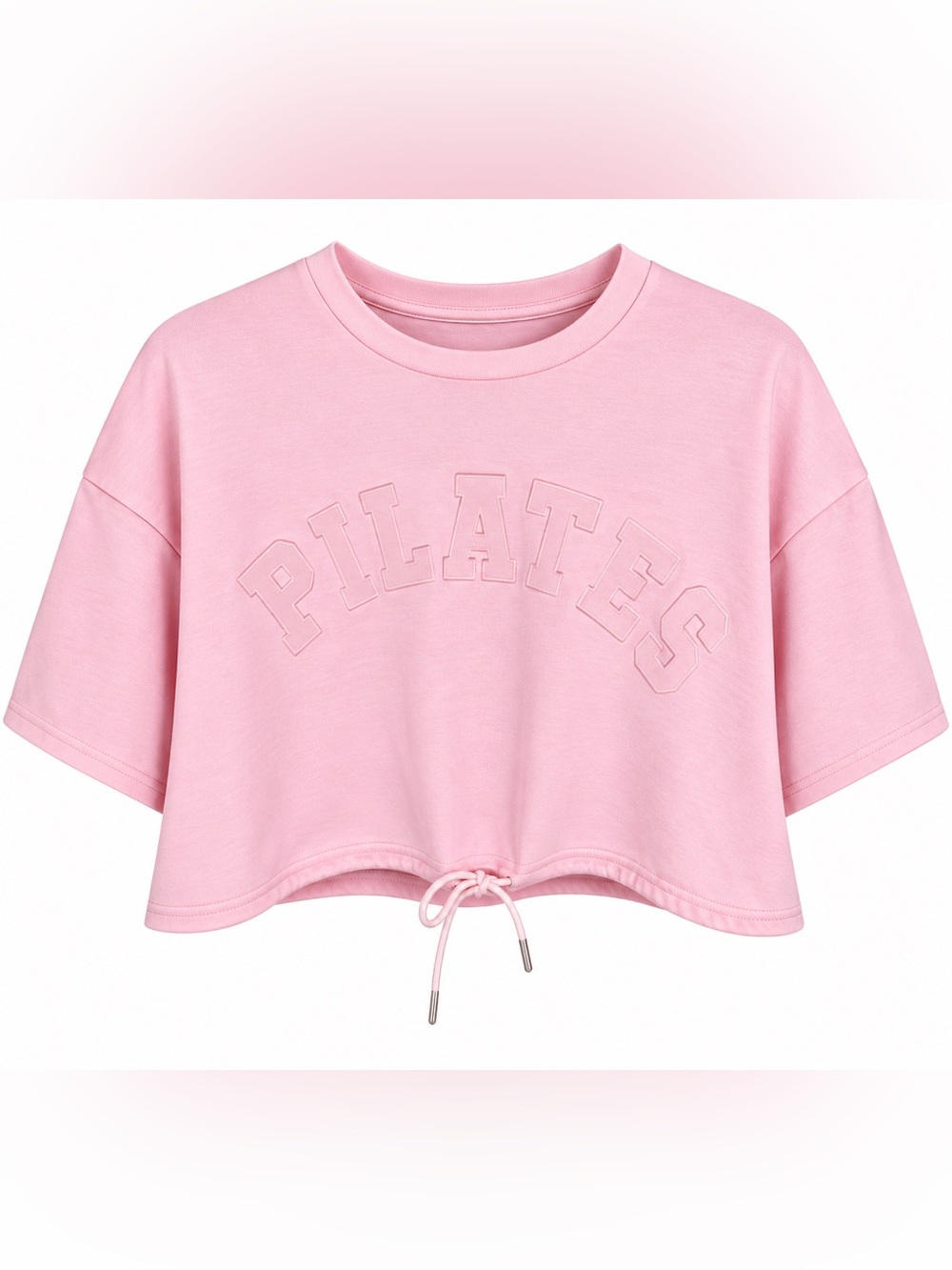 Missguided Pink Pilates Cropped Drawstring T-Shirt Size M